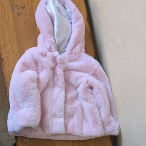 Little Me Light Pink Faux Fur Puffer Jacket